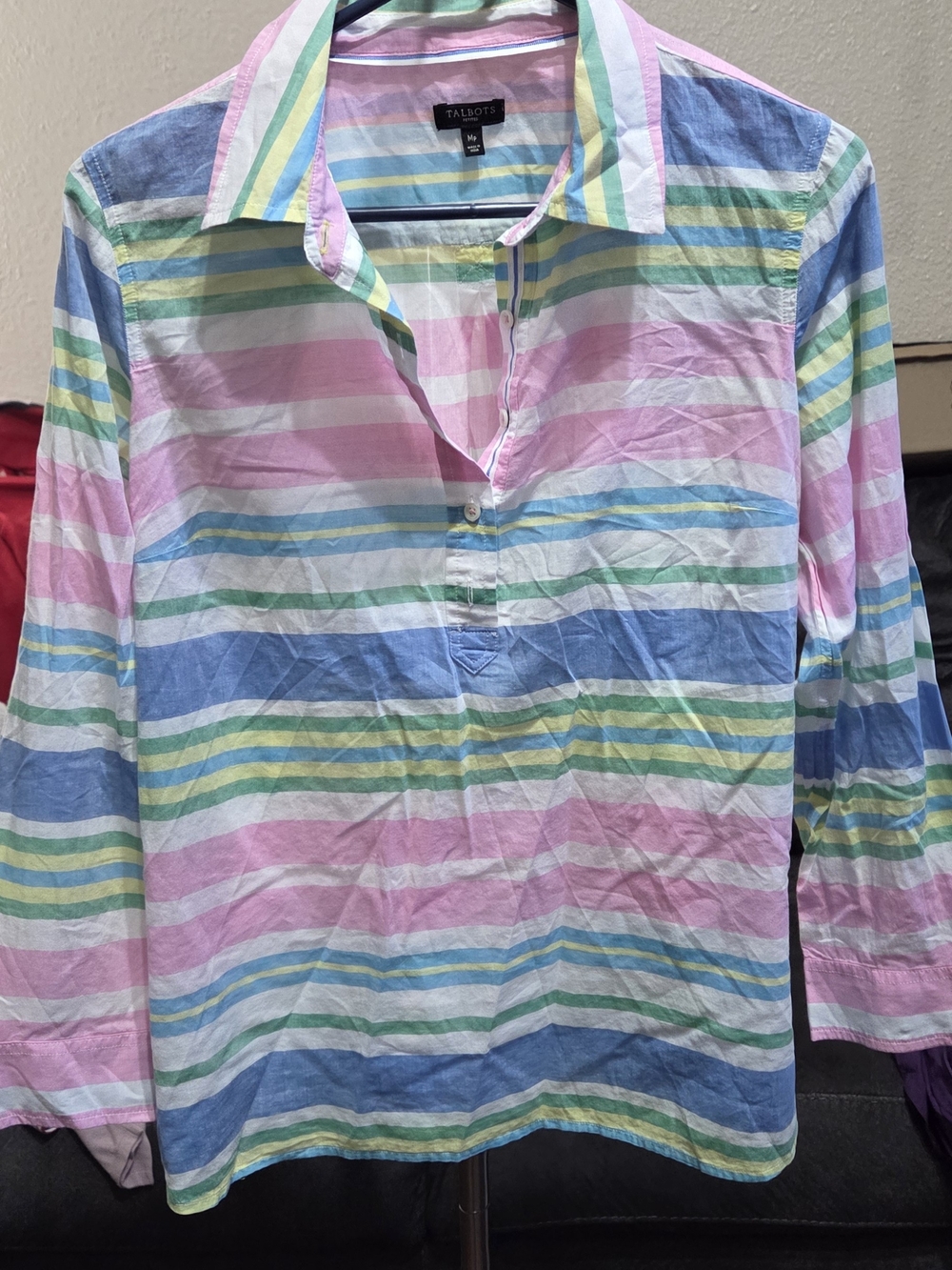 Talbots Pastel Multi-Stripe Cotton Shirt